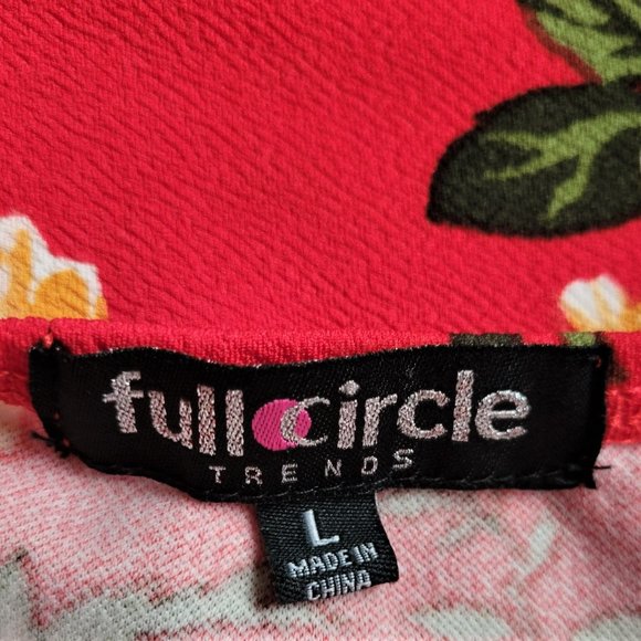 FULL CIRCLE TRENDS Sexy Red Floral Faux Wrap Sun Dress NWOT Size Large - Picture 7 of 7